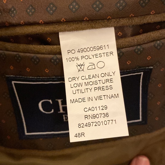 Chaps Brushed Suede Tan Men’s Suit Jacket Size 48R Sport Coat - Picture 5 of 7